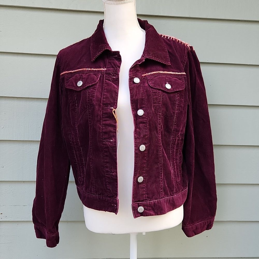 Elegant Burgundy Jean Jacket